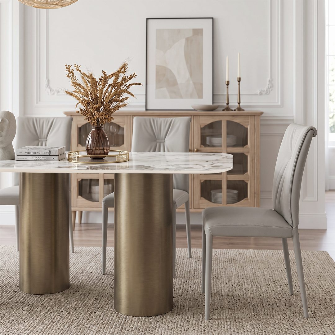 Mira Dining Table, Gold Base - Joe’s Haven