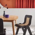 Verna Curve Dining Chair, Black & Rattan - Joe’s Haven