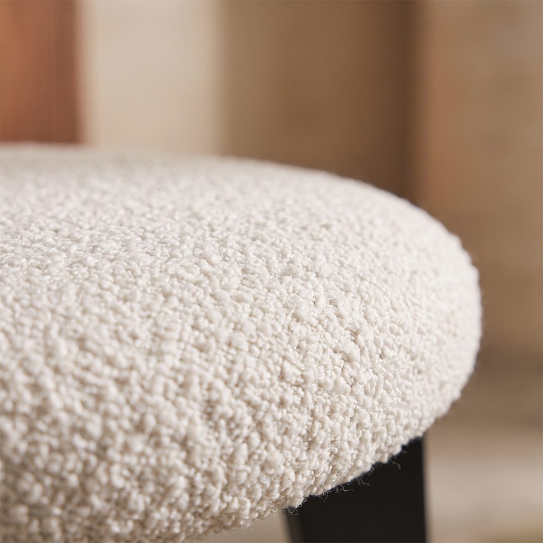 Molan Dining Chair, White Boucle