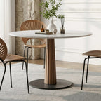 Anderson Small Round Dining Table, Sintered Stone & Solid Wood - Joe’s Haven