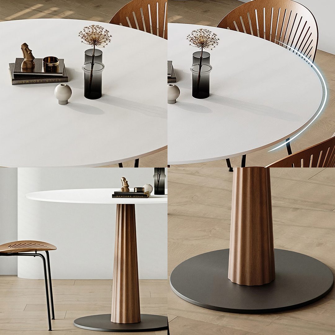 Anderson Small Round Dining Table, Sintered Stone & Solid Wood - Joe’s Haven