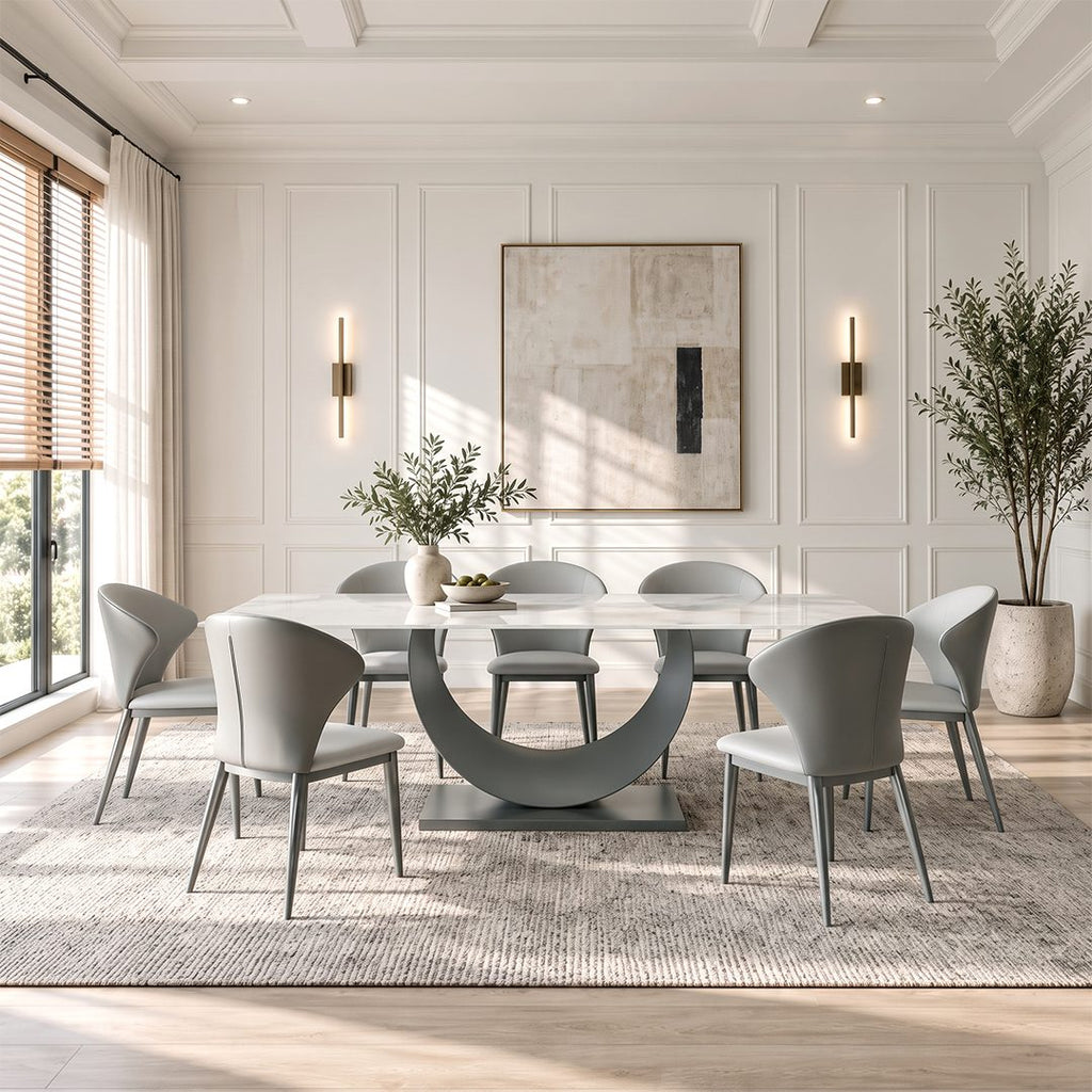 Vera Dining Table & Chairs, Sintered Stone, White - Joe’s Haven