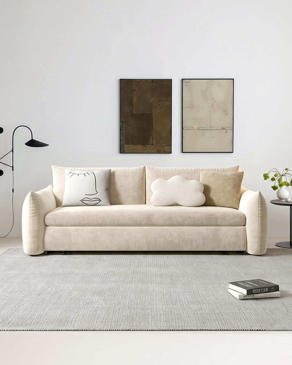 Meera Two Seater Sofa Bed with Storage, Suede
