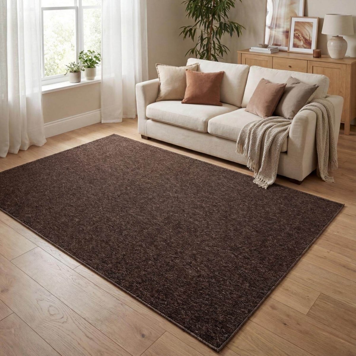 Flex Brown Low Pile Solid Rug - Joe’s Haven