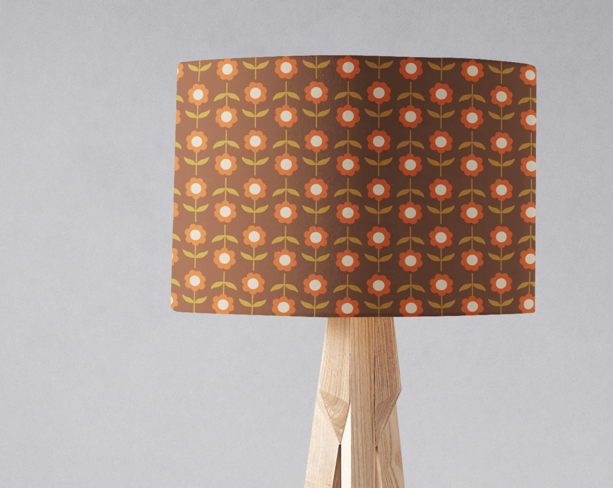 Retro Brown FloralLampshade - Joe’s Haven