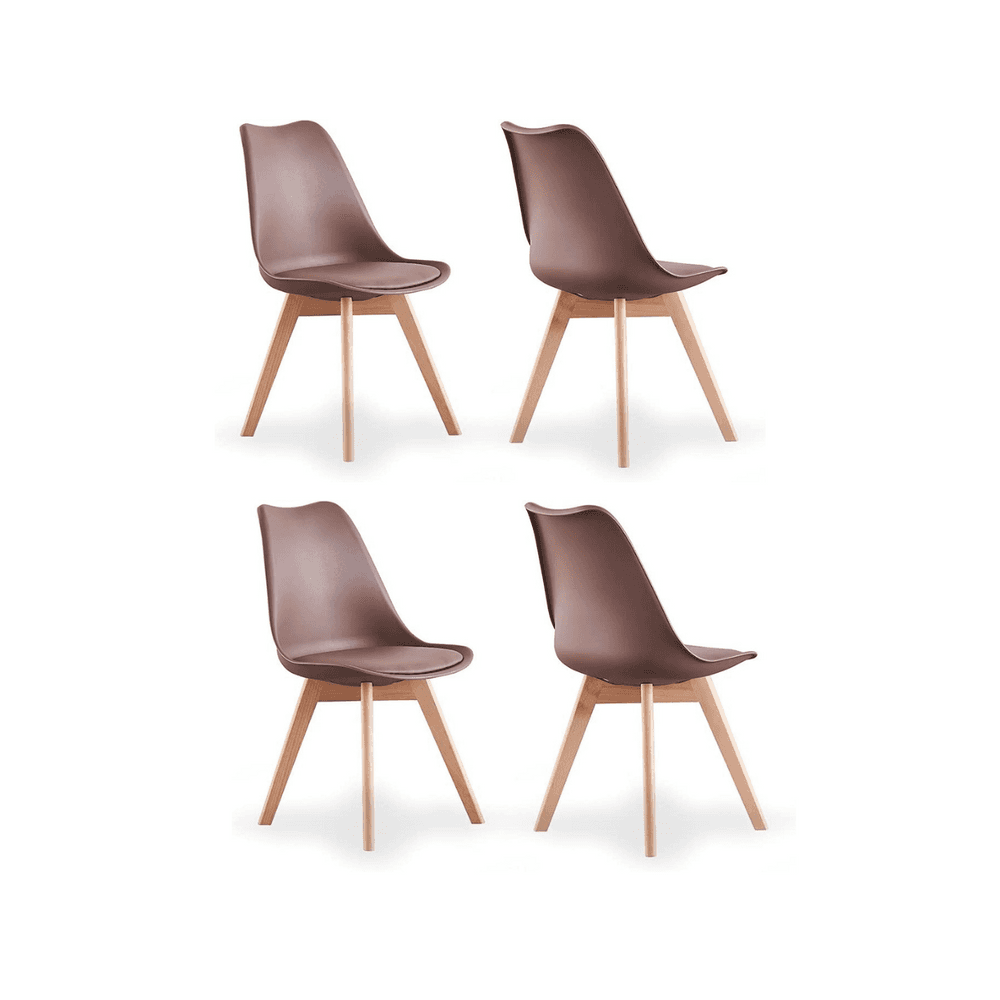 5PCs Dining Set - a White Halo Dining Table & Set of 4 Lorenzo Tulip Dining Chairs with Padded Seat - Joe’s Haven