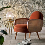 Cane Rattan Armchair, Velvet - Joe’s Haven