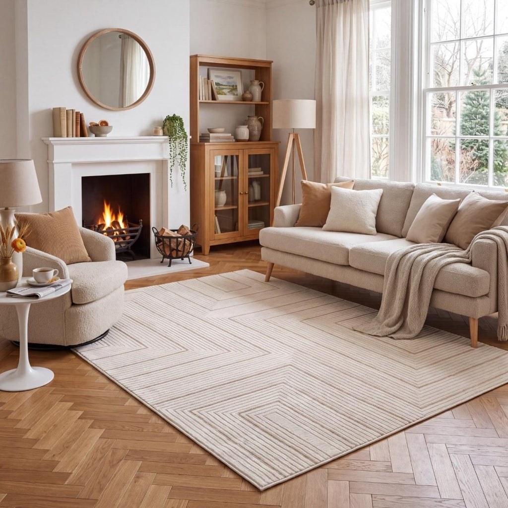 Carmel Cream-Beige Geometric Rug | 6040 - Joe’s Haven