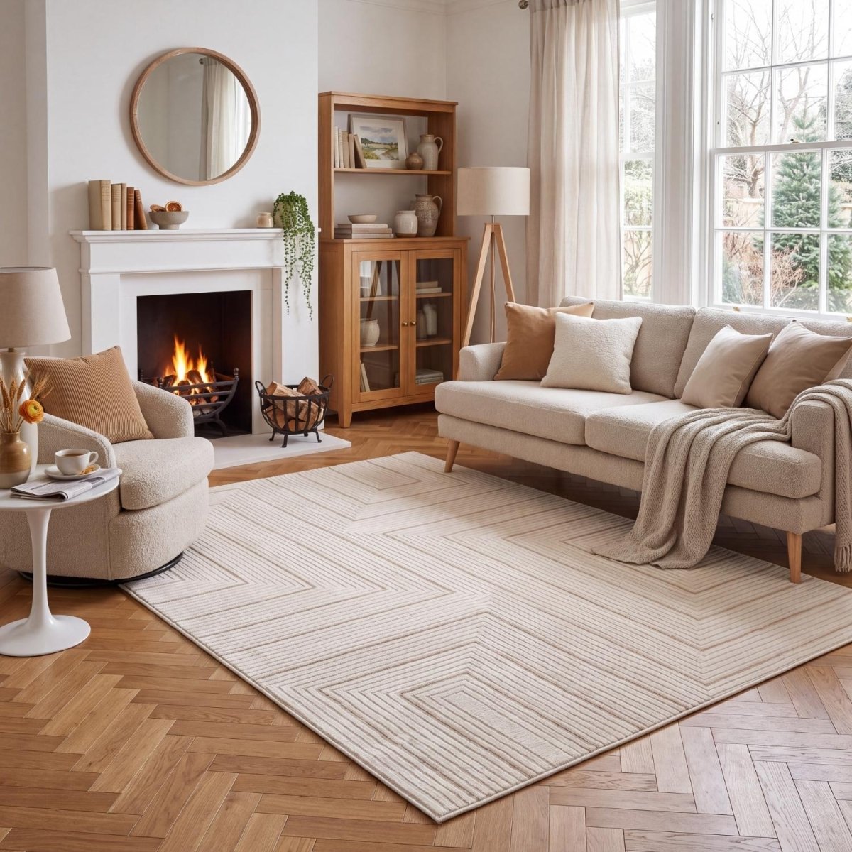 Carmel Cream-Beige Geometric Rug | 6040 - Joe’s Haven