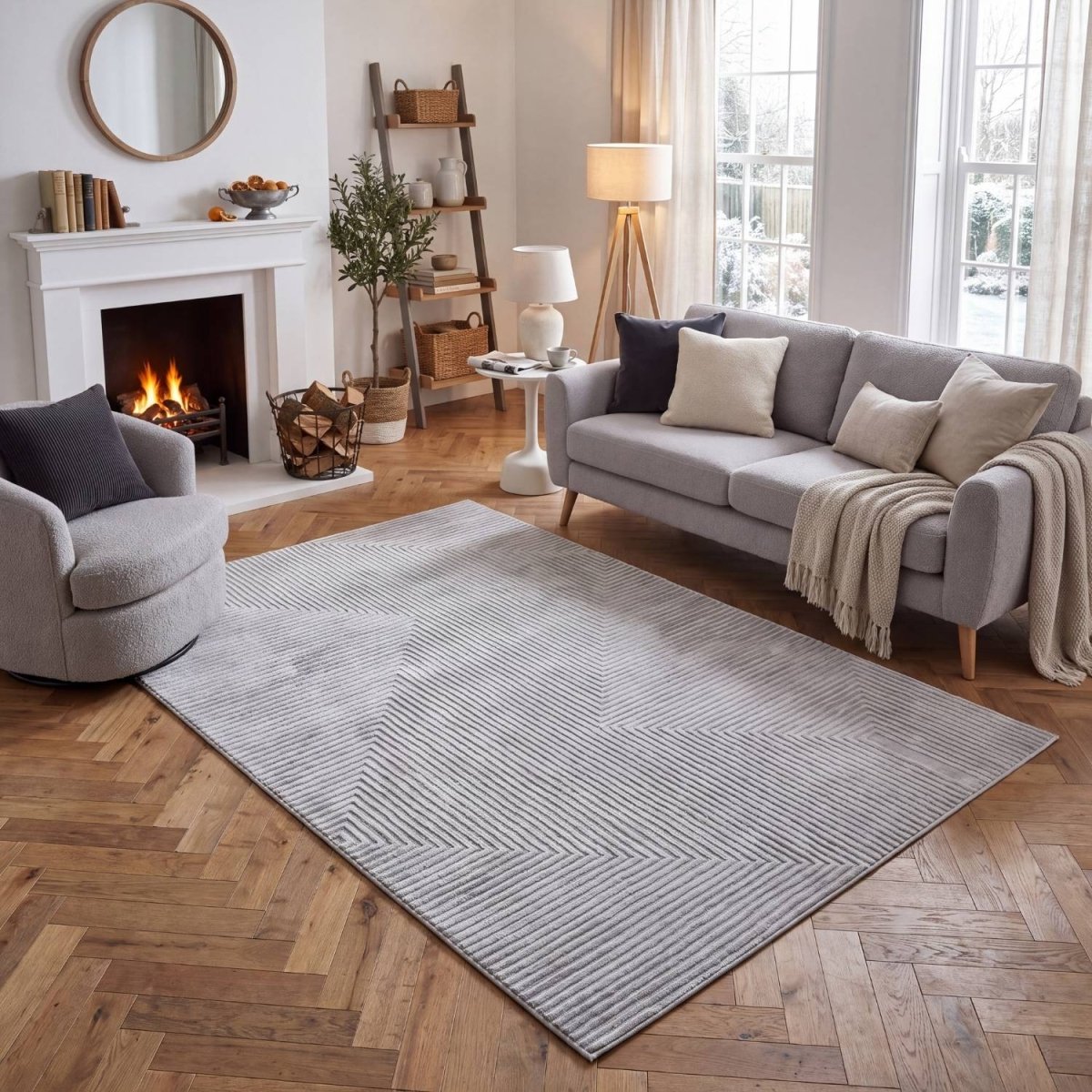 Carmel Grey-Cream Geometric Rug | 6050 - Joe’s Haven
