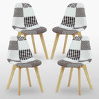 5PCs Dining Set - a Halo Dining Table & Set of 4 Black/White Tulip Patchwork Accent Chairs - Joe’s Haven