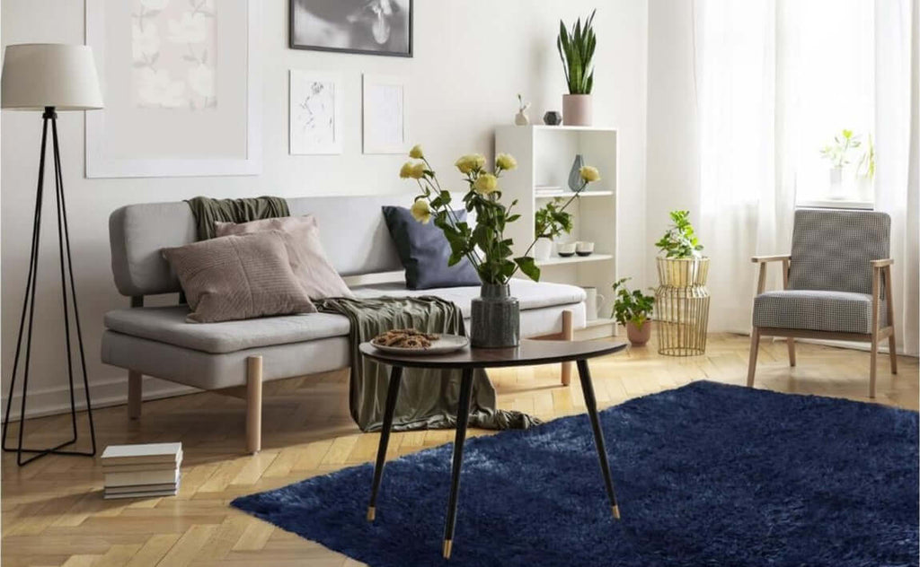 Lagom Navy Shaggy Rug - Joe’s Haven