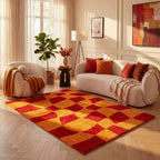 Joli Checkered Red & Orange Rug - Joe’s Haven