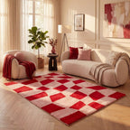 Joli Checkered Red & Pink Rug - Joe’s Haven