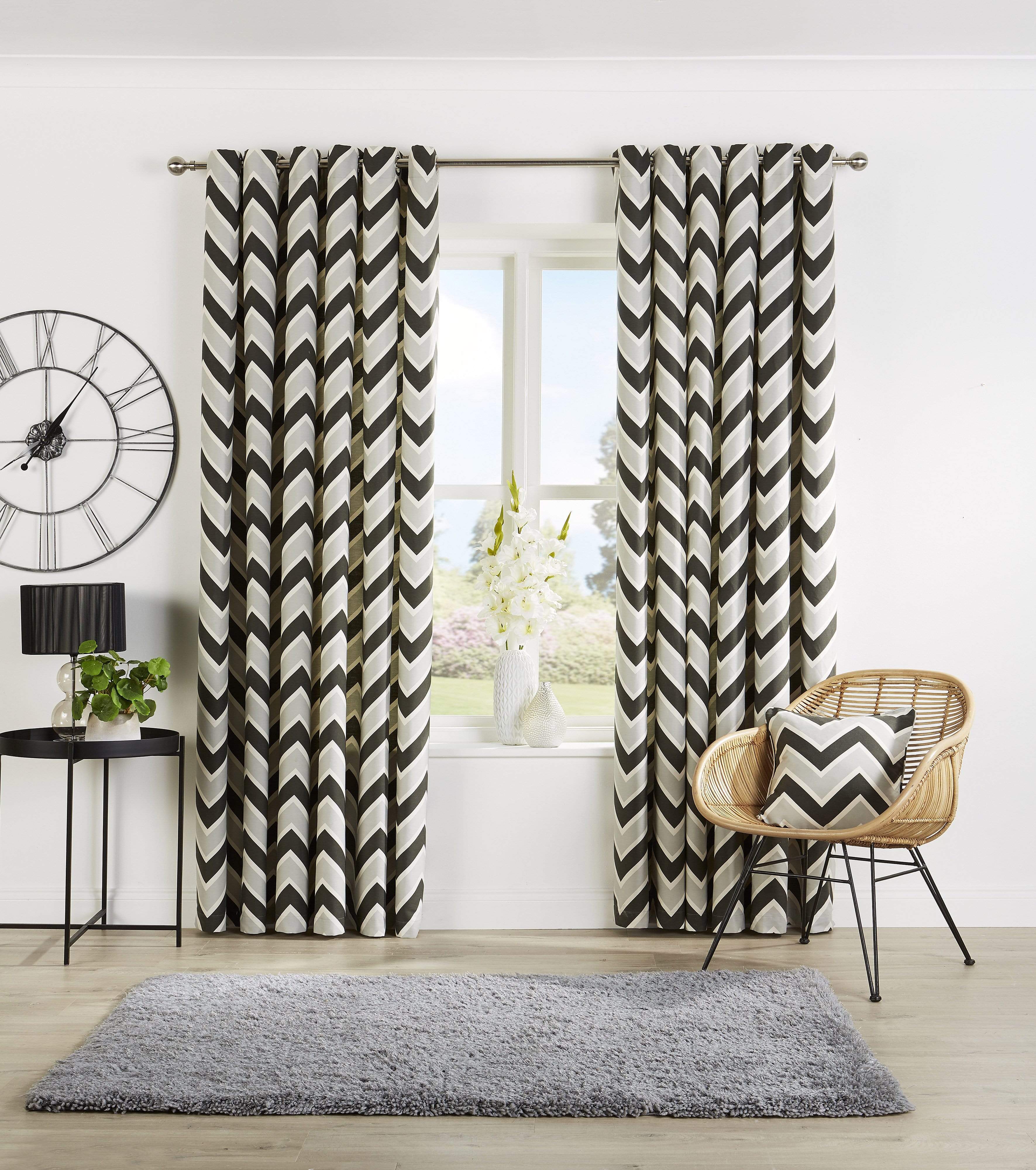 Chevron Pattern Curtains with Matching Cushion Covers