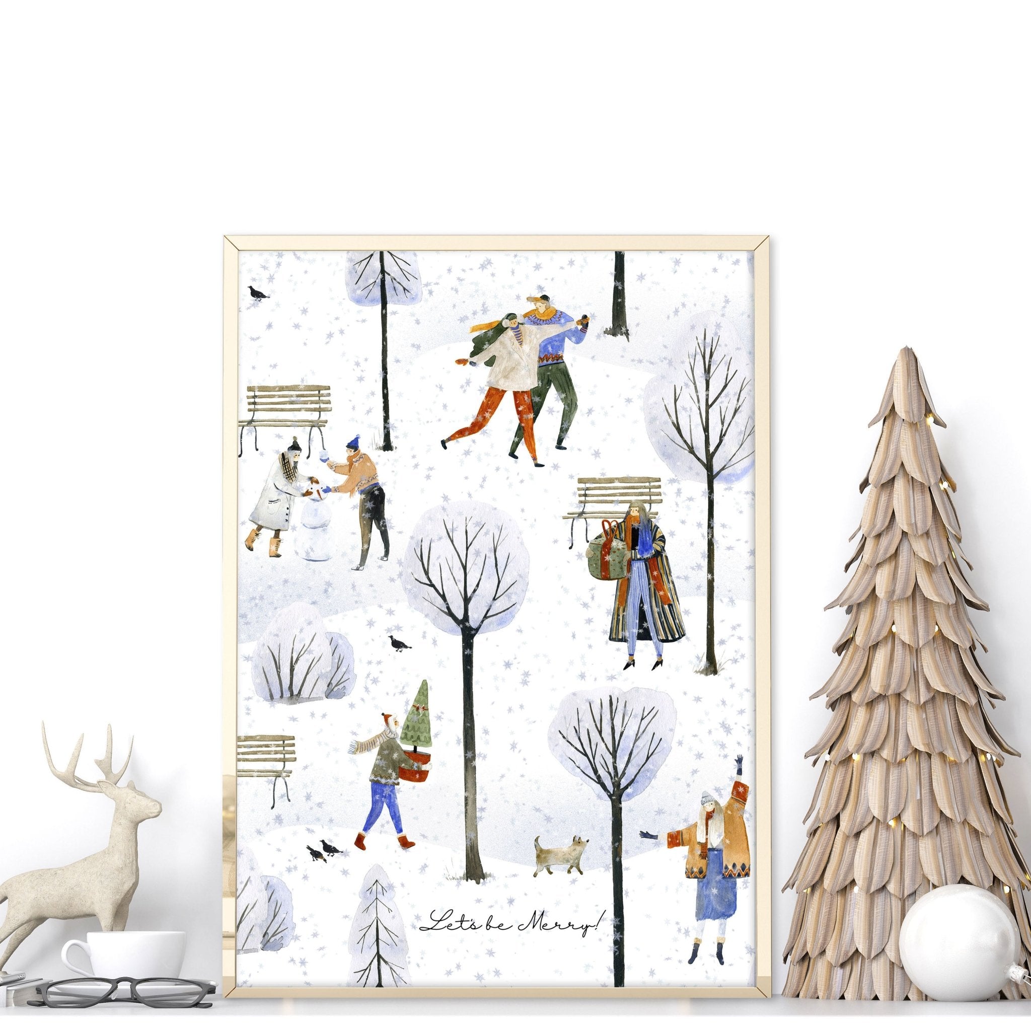 Christmas decorations wall art print