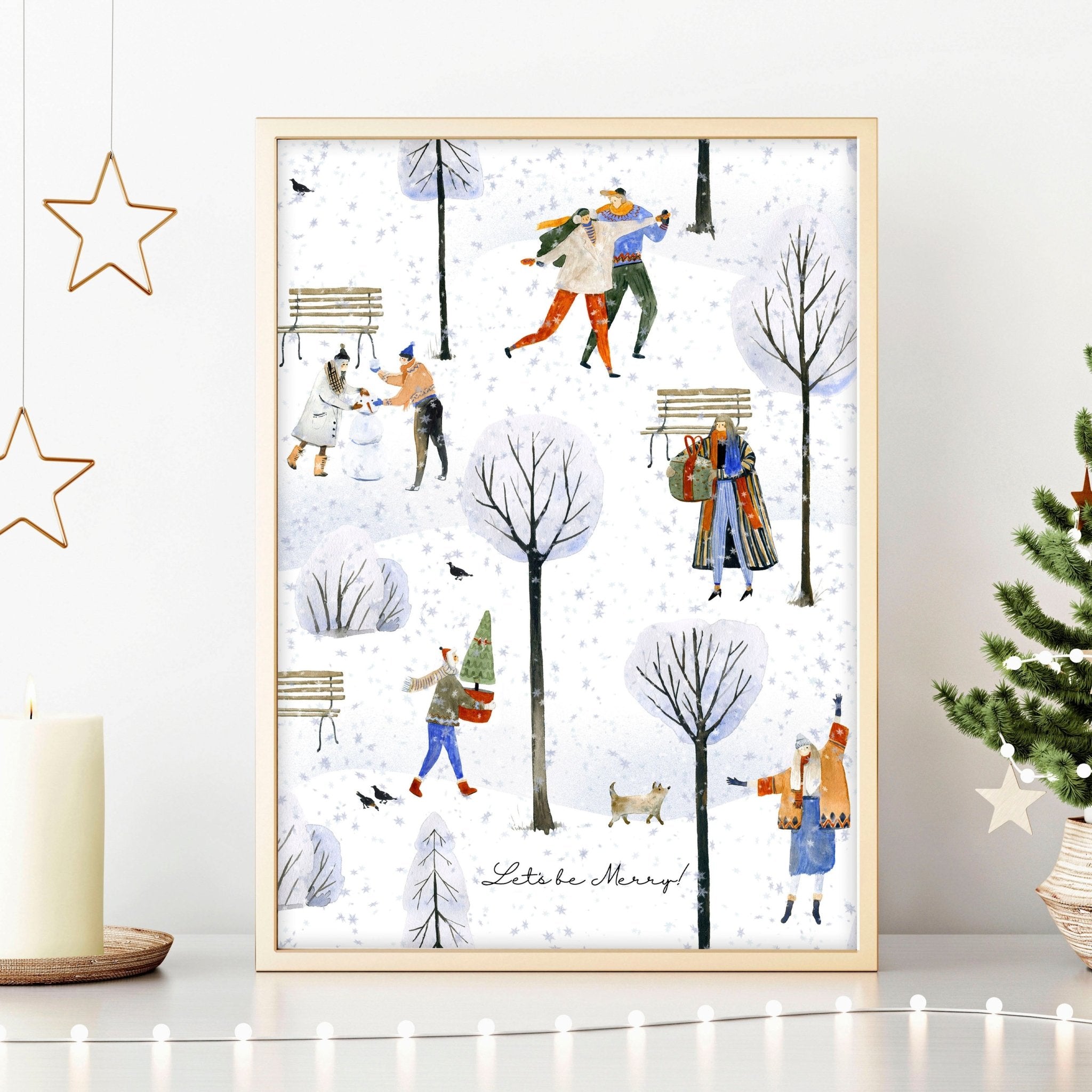 Christmas decorations wall art print