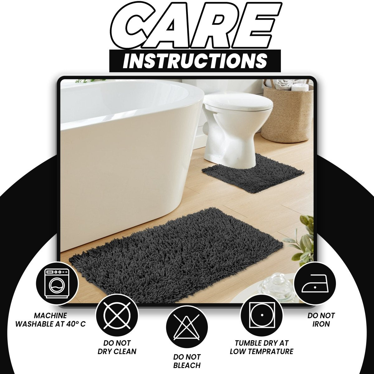 Como 2 Piece Black Bath Mat & Pedestal Set - Joe’s Haven