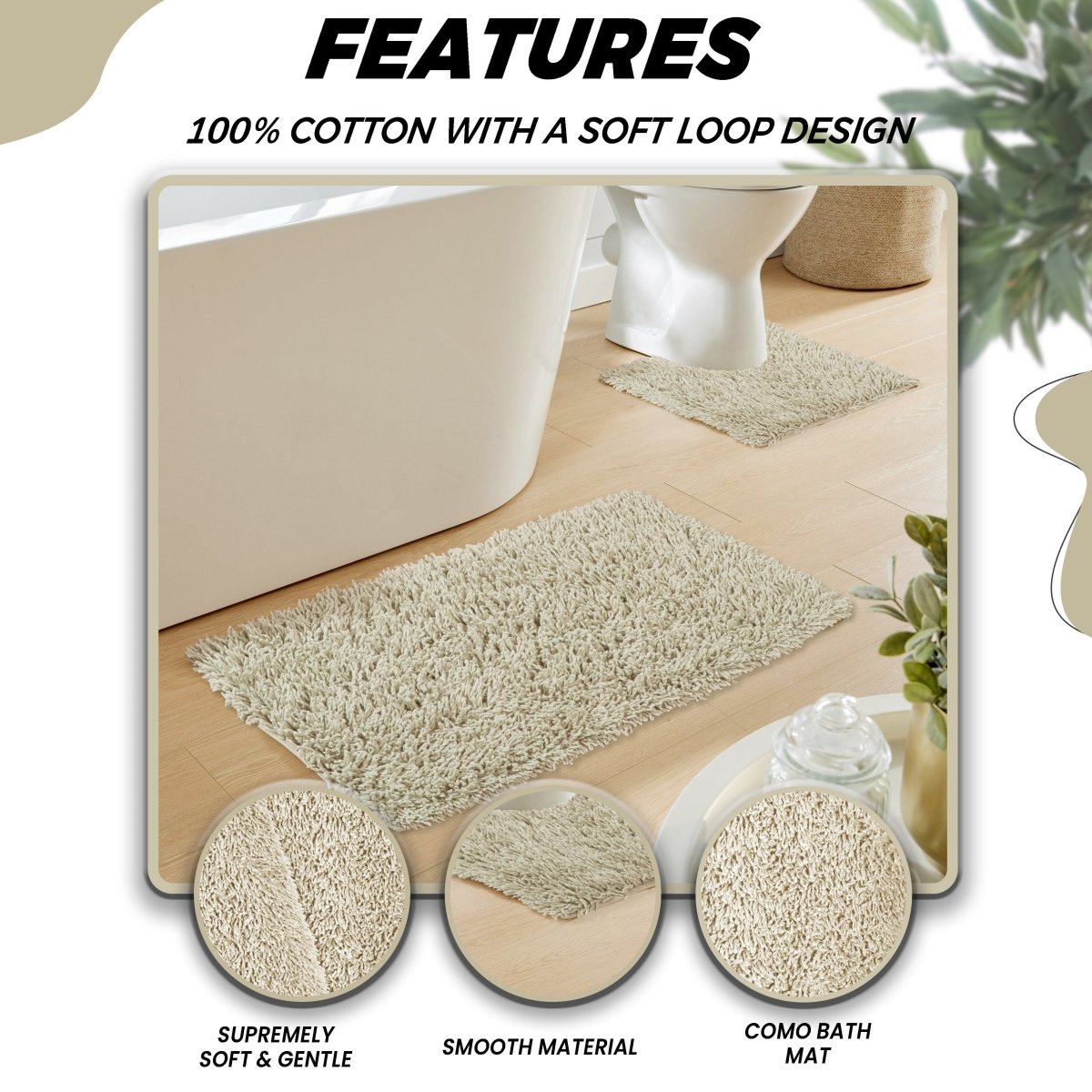 Como 2 Piece Natural Non - Slip Bath Mat & Pedestal Set - Joe’s Haven