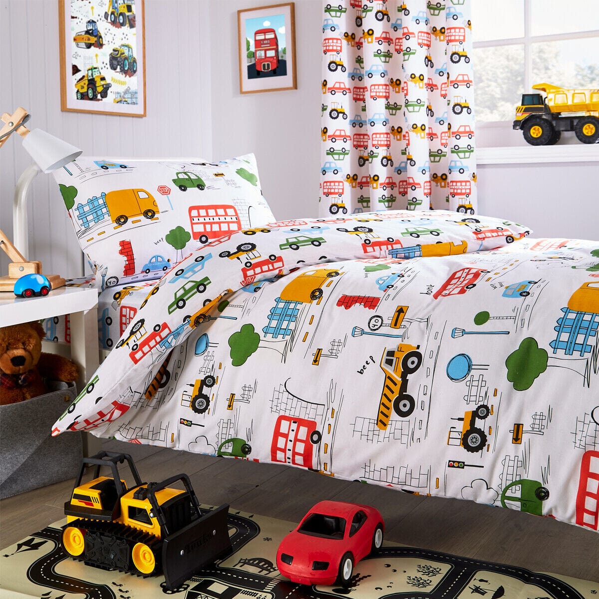 Construction Vehicle Vibrant Kids Duvet Set - Joe’s Haven