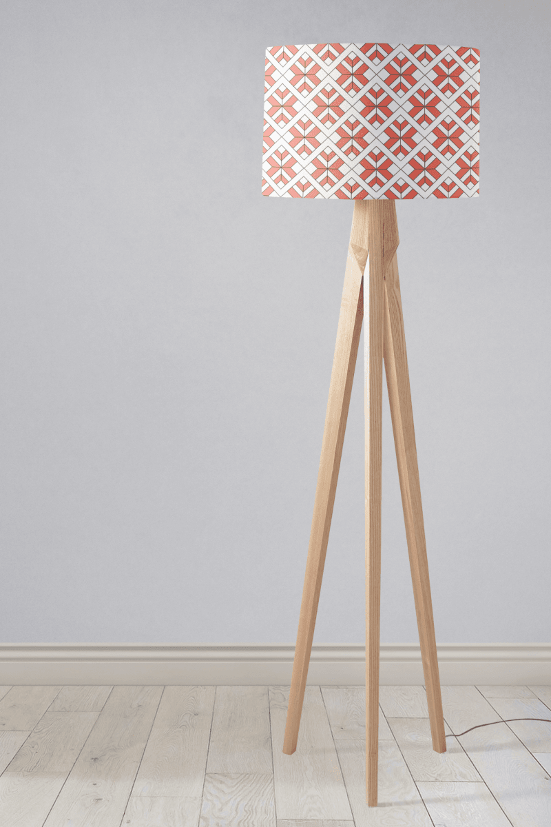 Coral and White Geometric Design Lampshade, Ceiling or Table Lamp Shade - Joe’s Haven
