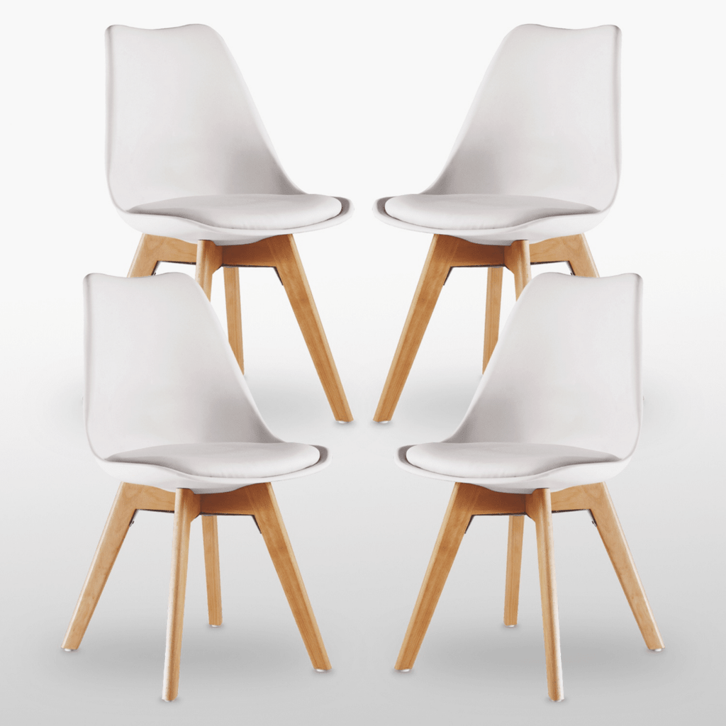 Black Halo Dining Table & Set of 4 Jamie Lorenzo Tulip chairs with Padded Seat - Joe’s Haven