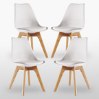 Black Halo Dining Table & Set of 4 Jamie Lorenzo Tulip chairs with Padded Seat - Joe’s Haven