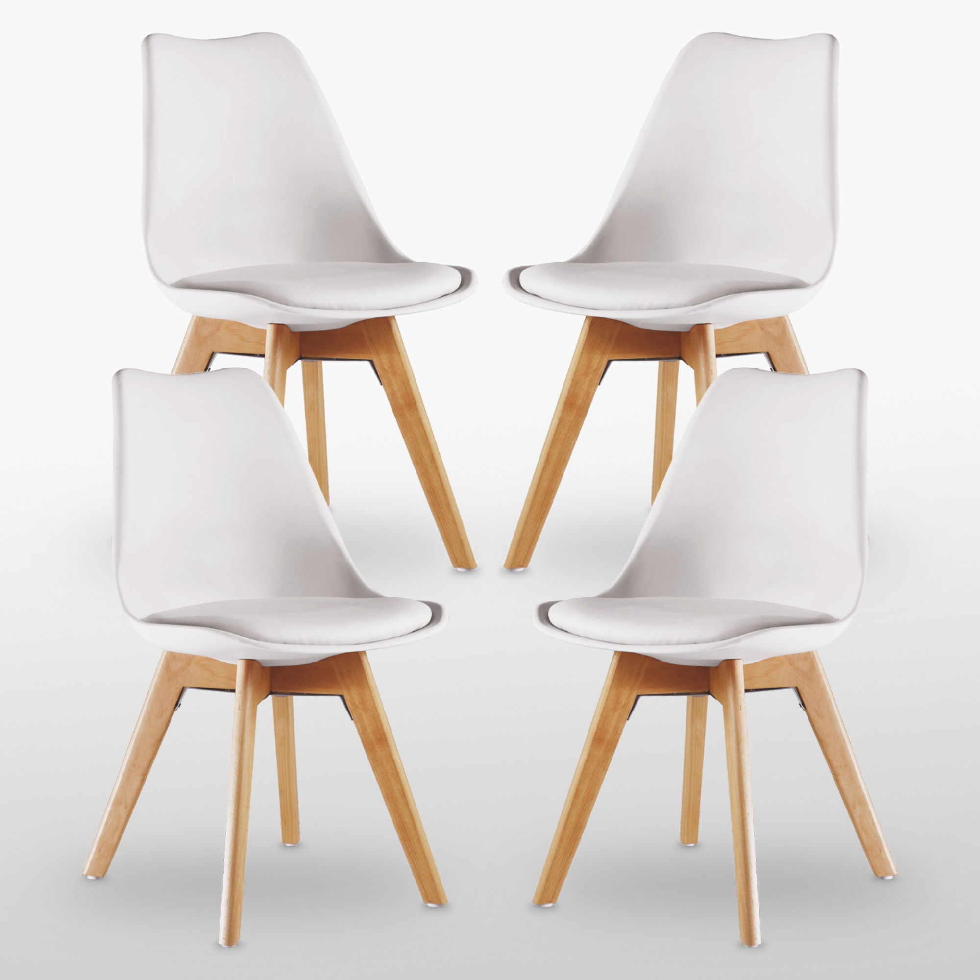 Black Halo Dining Table & Set of 4 Jamie Lorenzo Tulip chairs with Padded Seat