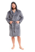 OLIVIA ROCCO Hooded Plush Flannel Bathrobe for Men Ultra - Absorbing Soft Fleece Dressing - Joe’s Haven