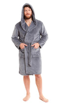OLIVIA ROCCO Hooded Plush Flannel Bathrobe for Men Ultra - Absorbing Soft Fleece Dressing - Joe’s Haven