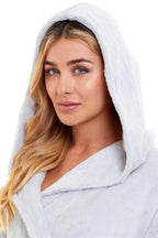 OLIVIA ROCCO Womens Faux Fur Hooded Bathrobe Plush Fleece Ultra-Absorbent Dressing Gown - Joe’s Haven