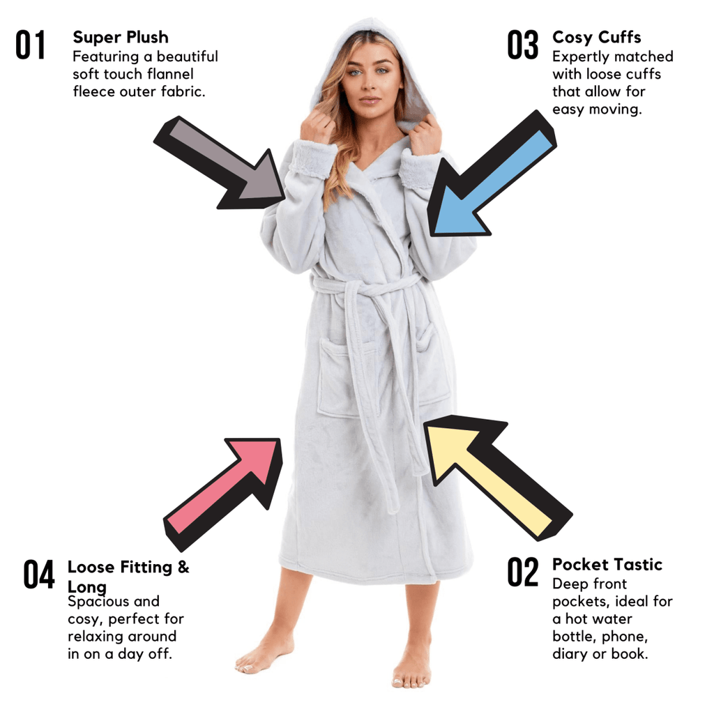 OLIVIA ROCCO Womens Faux Fur Hooded Bathrobe Plush Fleece Ultra-Absorbent Dressing Gown - Joe’s Haven