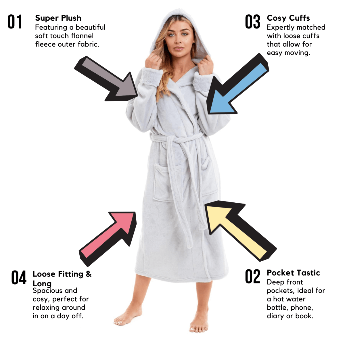 OLIVIA ROCCO Womens Faux Fur Hooded Bathrobe Plush Fleece Ultra-Absorbent Dressing Gown - Joe’s Haven