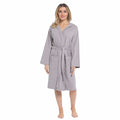 OLIVIA ROCCO Women's Hooded Waffle Cotton Bathrobe Grey 100% Cotton Super Absorbent Spa