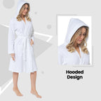 OLIVIA ROCCO Hooded Waffle Cotton Bathrobe For Ladies White 100% Cotton Super Absorbent