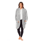 OLIVIA ROCCO Women's Shimmer Grey Cardi Gown Soft Touch Velour Luxury Loungewear Robe - Joe’s Haven