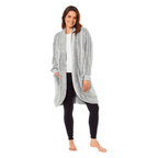 OLIVIA ROCCO Women's Shimmer Grey Cardi Gown Soft Touch Velour Luxury Loungewear Robe - Joe’s Haven