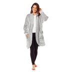 OLIVIA ROCCO Women's Shimmer Grey Cardi Gown Soft Touch Velour Luxury Loungewear Robe - Joe’s Haven