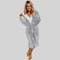 OLIVIA ROCCO Women's Shimmer Grey Plush Fleece Hooded Robe With Ultra Soft Sherpa Lining - Joe’s Haven