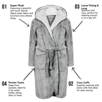 OLIVIA ROCCO Women's Shimmer Grey Plush Fleece Hooded Robe With Ultra Soft Sherpa Lining - Joe’s Haven