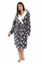 OLIVIA ROCCO Hooded Plush Fleece Robe Star Grey With Ultra Soft Sherpa Fur Lining - Joe’s Haven