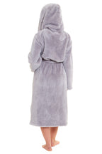 OLIVIA ROCCO Hooded Robe Women Grey Velvet Touch Fleece Luxuriously Soft Durable