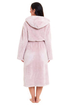 OLIVIA ROCCO Women's Pink Snuggle Fleece Hooded Robe Velvet Touch Dressing Gown Super Soft Cosy Home Loungewear - Joe’s Haven