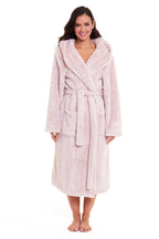 OLIVIA ROCCO Women's Pink Snuggle Fleece Hooded Robe Velvet Touch Dressing Gown Super Soft Cosy Home Loungewear - Joe’s Haven