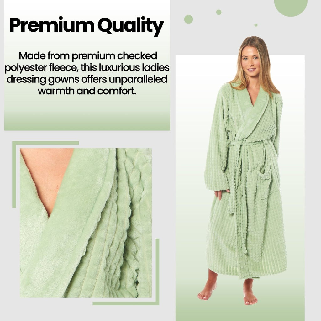 OLIVIA ROCCO Womens Luxury Waffle Fleece Robe Belted Long Dressing Gown With Pockets - Joe’s Haven
