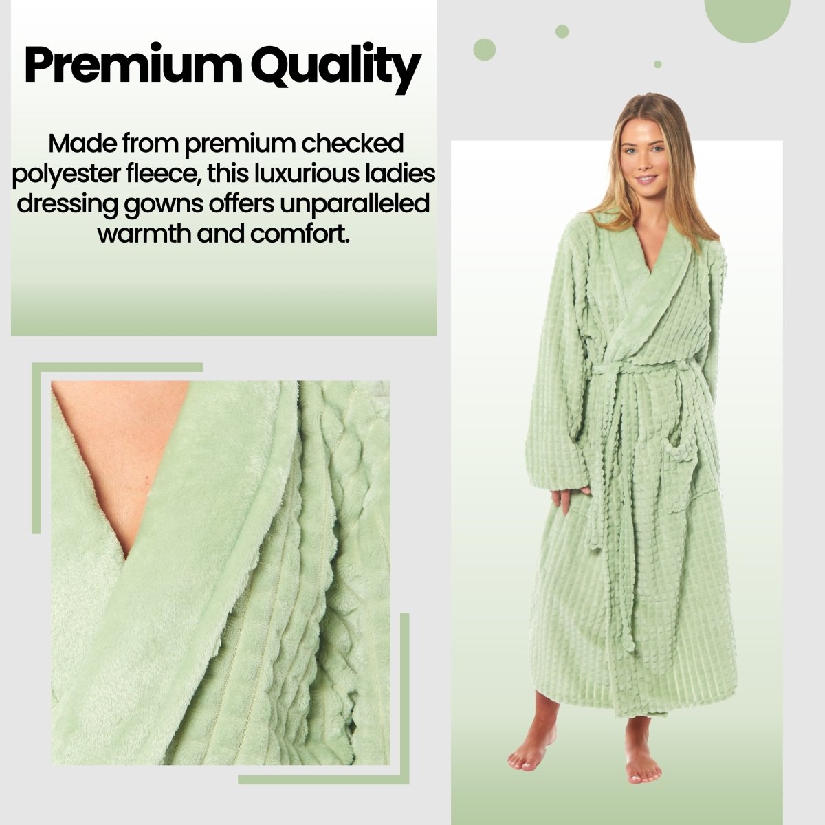 OLIVIA ROCCO Womens Luxury Waffle Fleece Robe Belted Long Dressing Gown With Pockets - Joe’s Haven