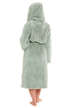 OLIVIA ROCCO Womens Sage Green Fleece Touch Hooded Robe Extra Long Ultra Soft Velvet - Feel - Joe’s Haven