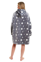 OLIVIA ROCCO Oversized Hooded Blanket Reversible Sherpa Fleece Grey Stars Easy Care - Joe’s Haven