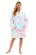 OLIVIA ROCCO Oversized Hooded Tie Dye Rainbow Plush Fleece Blanket With Reversible Sherpa
