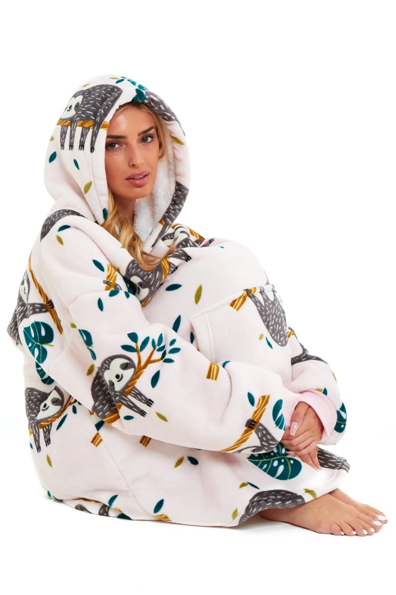 OLIVIA ROCCO Oversized Sloth Hoodie Blanket With Reversible Sherpa Fleece Giant 6XL - Joe’s Haven